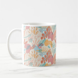 Hand Drawn Pastel Abstract Floral Pattern Coffee Mug