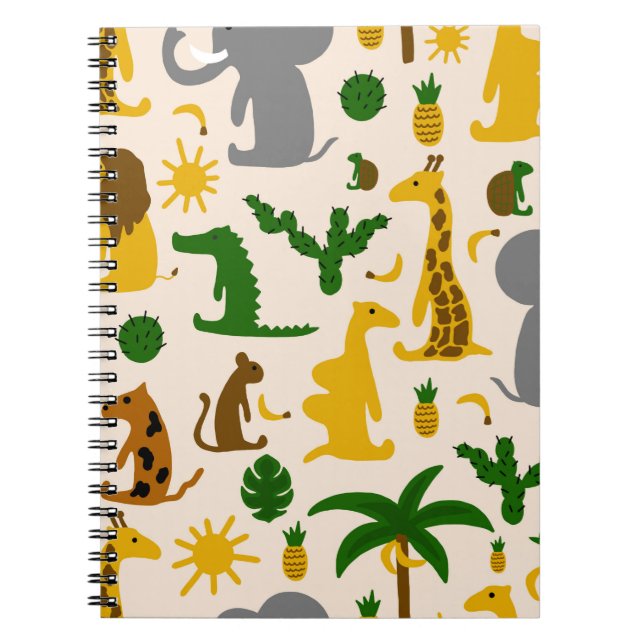 Hand drawn pastel colour illustration seamless pat notebook (Front)