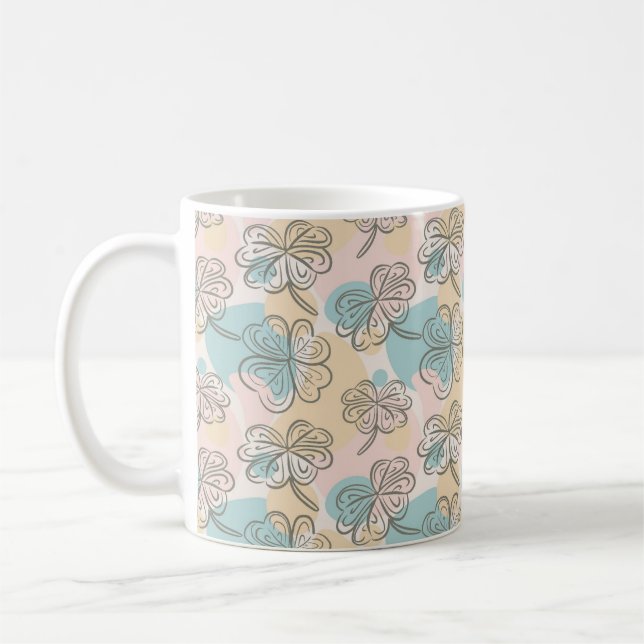 Hand Drawn Pastel Floral Pattern Sketch Coffee Mug (Left)