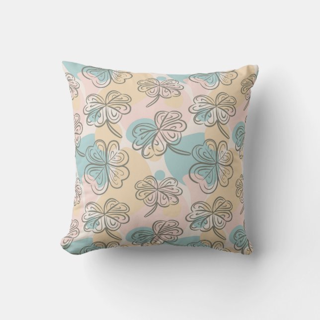 Hand Drawn Pastel Floral Pattern Sketch Cushion (Front)