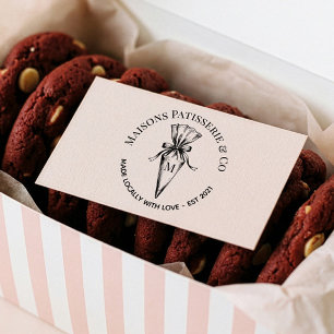 Hand Drawn Pastry Piping Bag Monogram Bakery Shop Rubber Stamp