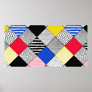 Hand Drawn Patchwork Background. Childish textured Poster