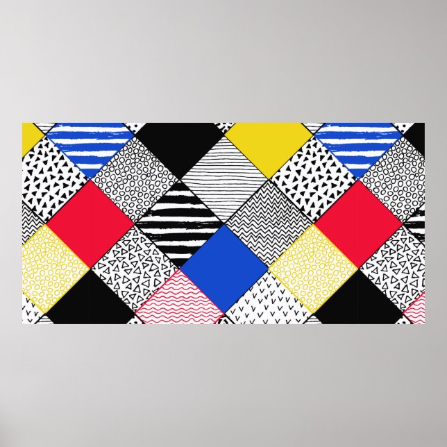 Hand Drawn Patchwork Background. Childish textured Poster (Front)