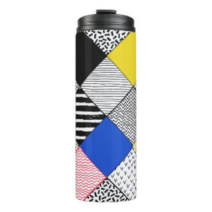 Hand Drawn Patchwork Background. Childish textured Thermal Tumbler