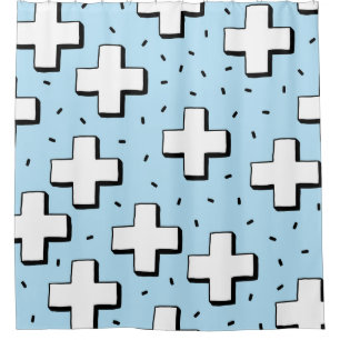 Hand-Drawn Pattern with Plus Signs. Shower Curtain