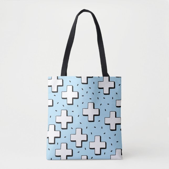 Hand-Drawn Pattern with Plus Signs. Tote Bag (Front)