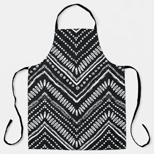 Hand drawn pattern. Zigzag and stripe line, tribal Apron (Front)