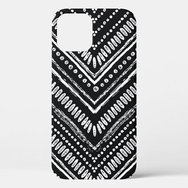 Hand drawn pattern. Zigzag and stripe line, tribal Case-Mate iPhone Case (Back)