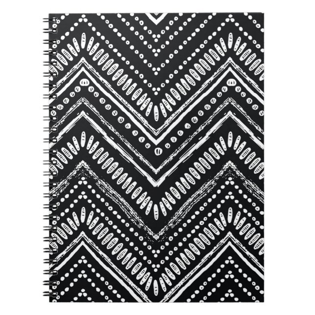Hand drawn pattern. Zigzag and stripe line, tribal Notebook (Front)