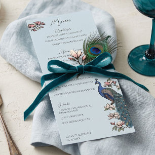 Hand-Drawn Peacock Chinoiserie Wedding Menu