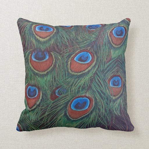 Image of Hand drawn peacock feather design Cushion