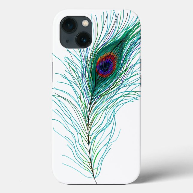 Hand drawn Peacock Feathers Case-Mate iPhone Case (Back)