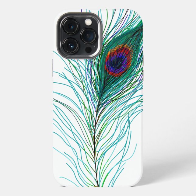Hand drawn Peacock Feathers   iPhone Case (Back)