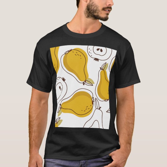 Hand Drawn Pears Decorative Wallpaper T-Shirt (Front)