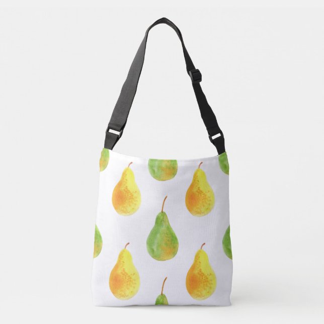 Hand-drawn pears, watercolor food picture crossbody bag (Front)
