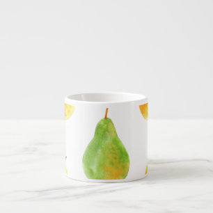 Hand-drawn pears, watercolor food picture espresso cup
