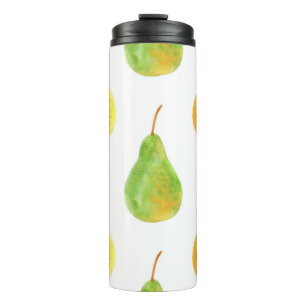 Hand-drawn pears, watercolor food picture thermal tumbler