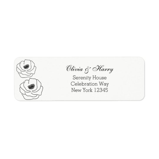 Hand Drawn Peonies Wedding Return Address Labels
