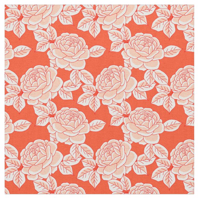 Hand Drawn Peony Floral Fabric (Close Up)