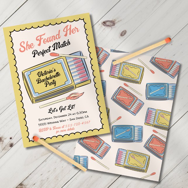 Hand drawn Perfect Match Matchbox Party Invitation (Creator Uploaded)
