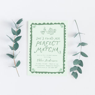 Hand-Drawn Perfect Matcha Bridal Shower Invitation