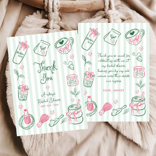 Hand Drawn Perfect Matcha Green Bridal Shower Thank You Card