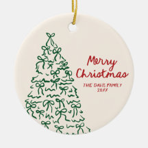 Hand Drawn Personalised Merry Christmas Ornament