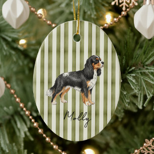Hand Drawn Pet Portrait Sketch King Cavalier Ceramic Tree Decoration