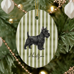 Hand Drawn Pet Portrait Sketch Scottish Terrier Ceramic Tree Decoration