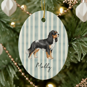 Hand Drawn Pet Portrait Watercolor King Cavalier Ceramic Tree Decoration