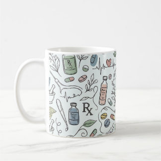 Hand-Drawn Pharmacy Doodle Mug | Modern Wellness P