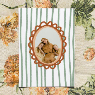 Hand-Drawn Photo Frame Striped Mother's Day Card