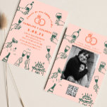 Hand drawn Photo Qrcode Contemporary Wedding   Invitation<br><div class="desc">This invitation captures the essence of joy with its vibrant designs and lively illustrations. These unique invitations offer a delightful way to invite guests to share in your special day. With charming illustrations of hands toasting to love and happiness, the "Cheers to Happy Couple" collection adds a touch of whimsy...</div>