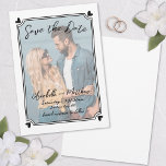 Hand Drawn Photo Unique Whimsical Wedding Save The Date<br><div class="desc">Simple Hand-Drawn Whimsical Black and White Wedding Save the Date. This European-inspired design features a clean, minimalist layout perfect for couples seeking timeless elegance. The front showcases your photo cleverly cut into the same shape as the hand-drawn frame, adding a creative and personal touch. A soft white overlay ensures that...</div>
