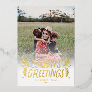 Hand Drawn Pine Berries Foil Holiday Card