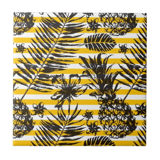 Hand Drawn Pineapples Tile (Front)