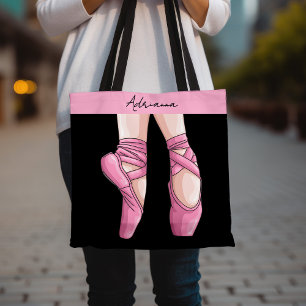 Hand drawn Pink Ballet Shoes Tote Bag