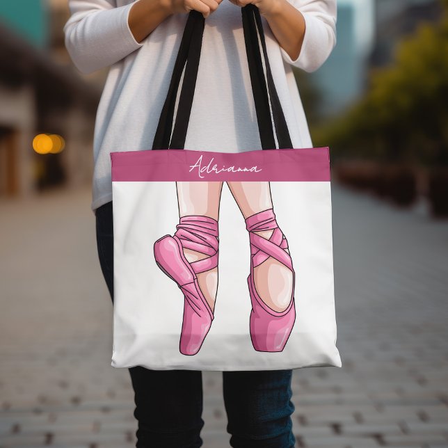 Hand drawn Pink Ballet Shoes Tote Bag (Creator Uploaded)
