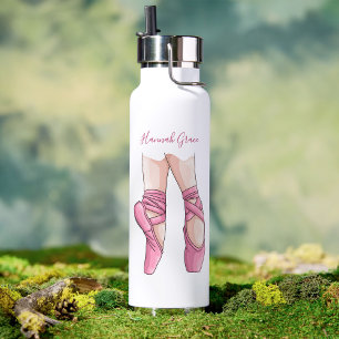Hand drawn Pink Ballet Shoes Water Bottle