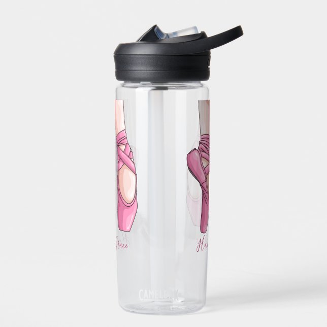 Hand drawn Pink Ballet Shoes Water Bottle (Left)