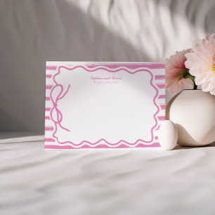 Hand Drawn Pink Bow Bridal Shower Stationery Card
