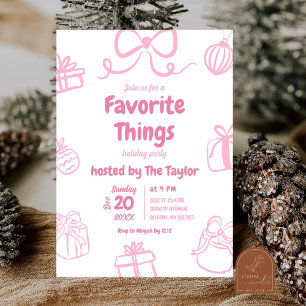 Hand Drawn Pink Favourite Things Exchange Party Invitation