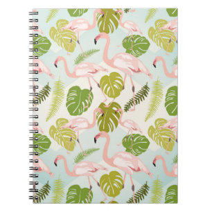 Hand drawn pink flamingo sketch. Vintage illustrat Notebook