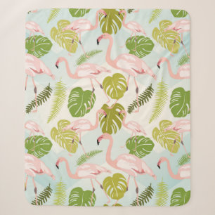 Hand drawn pink flamingo sketch. Vintage illustrat Sherpa Blanket