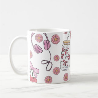 Hand-drawn Pink Girly Elements Seamless Pattern Coffee Mug