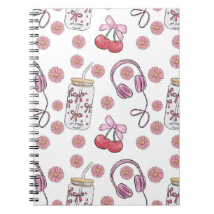 Hand-drawn Pink Girly Elements Seamless Pattern Notebook