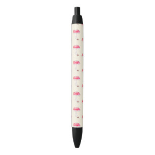 Hand Drawn Pink Mushroom Cute Pastel Fungal Art Black Ink Pen