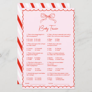 Hand Drawn Pink Red Baby Trivia Baby Shower Game