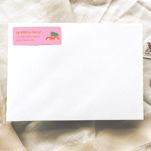 Hand Drawn Pink Red Car Christmas Doddle Address