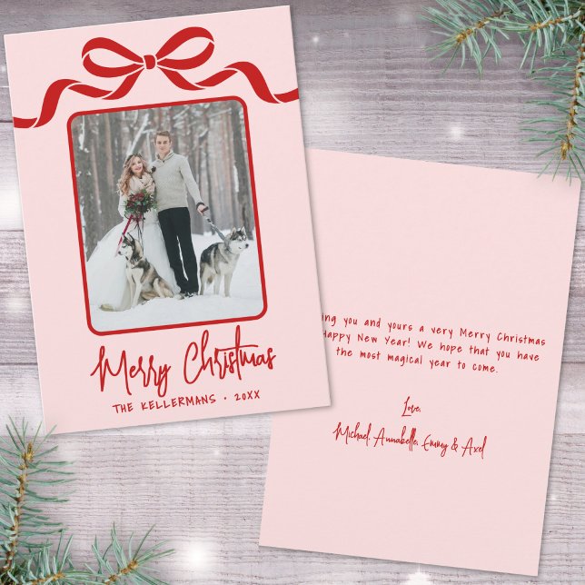 Hand Drawn Pink Red Whimsical Christmas Holiday Card (Hand Drawn Pink Red Whimsical Christmas Holiday Card)